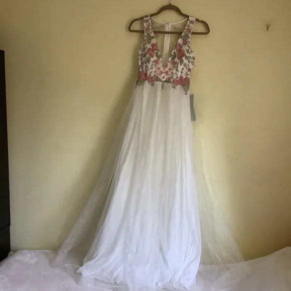 NEW White Floral Formal Gown - Picture 2 of 10